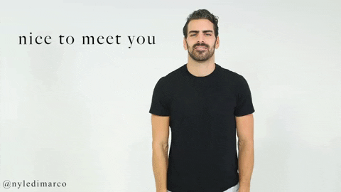 an animated GIF of Nyle DiMarco signing "Nice to Meet You" in American Sign Language