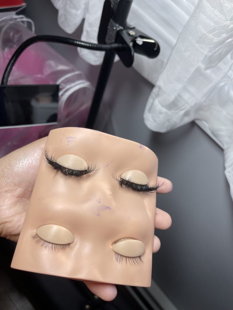 Me improving my Lash skills by practicing. The more that i practiced and educated myself overtime I noticed the quality of my work improved.