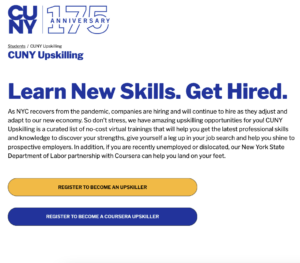description of free Upskilling courses for CUNY students